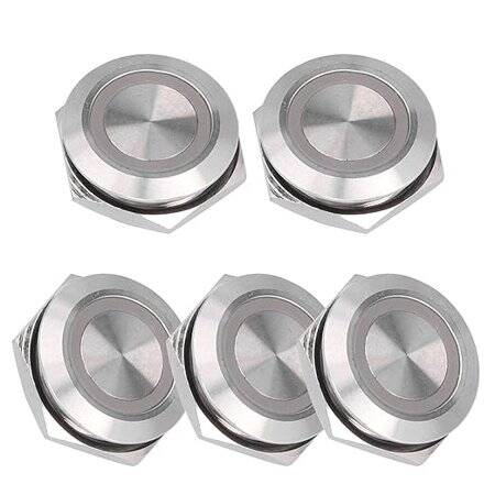 Ultra-Short Flat Head 12mm 12--24V Waterproof Momentary Self-Resert Ultra-Thin Touch Metal Push Button With White Led Light - 4