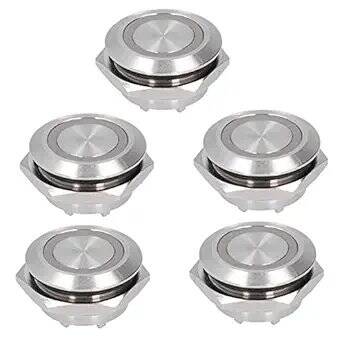 Ultra-Short Flat Head 12mm 12--24V Waterproof Momentary Self-Resert Ultra-Thin Touch Metal Push Button With Yellow Led Light - 1