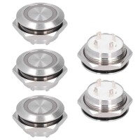 Ultra-Short Flat Head 12mm 12--24V Waterproof Momentary Self-Resert Ultra-Thin Touch Metal Push Button With Yellow Led Light - 2
