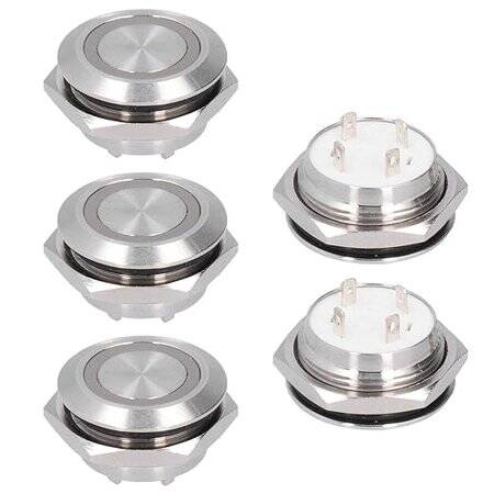 Ultra-Short Flat Head 12mm 12--24V Waterproof Momentary Self-Resert Ultra-Thin Touch Metal Push Button With Yellow Led Light - 2