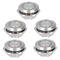 Ultra-Short Flat Head 19mm 12--24V Waterproof Momentary Self-Resert Ultra-Thin Touch Metal Push Button With White Led Light - 1