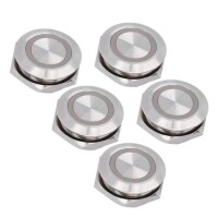 Ultra-Short Flat Head 19mm 12--24V Waterproof Momentary Self-Resert Ultra-Thin Touch Metal Push Button With White Led Light - 2