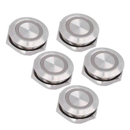Ultra-Short Flat Head 19mm 12--24V Waterproof Momentary Self-Resert Ultra-Thin Touch Metal Push Button With White Led Light - 2