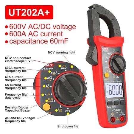 UNI-T UT202A+ 600A Digital Clamp Meter Automatic Range True RMS High Precision Multimeter With Battery - 4