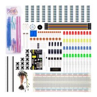 Upgrade Electronics Fun Kit Power Supply Module Jumper Wire Precision Potentiometer 830 Tie-Points Breadboard Plastic Case - 5