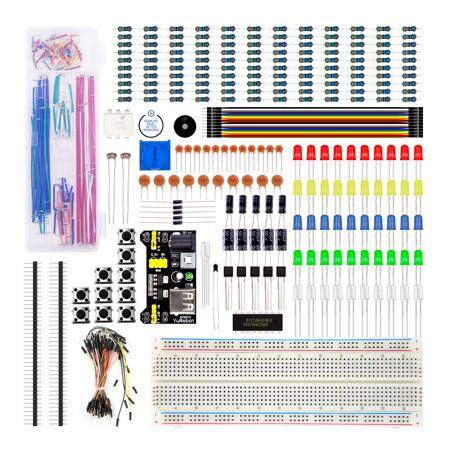 Upgrade Electronics Fun Kit Power Supply Module Jumper Wire Precision Potentiometer 830 Tie-Points Breadboard Plastic Case - 5