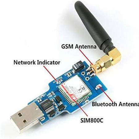 USB To GSM Serial GPRS SIM800C Module With Bluetooth Computer Control Calling With Glue Stick Antenna - 3
