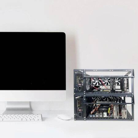 VEDDHA MINERCASE T3 6GPU Aluminum Alloy Stackable Frame With 4 Fans Size:552X338X385mm - 2
