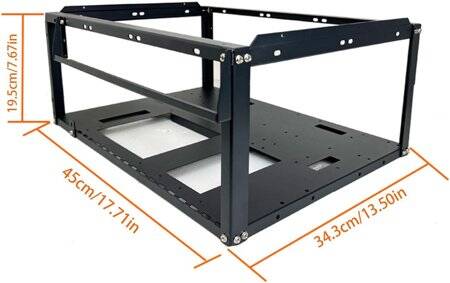 VEDDHA MINERCASE T3 6GPU Aluminum Alloy Stackable Frame With 4 Fans Size:552X338X385mm - 5