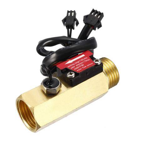 Water Flow Sensor (Sea) YF-B4 Flowmeter With Temperature Probe G1/2 1-25L/min 5-15V Brass - 1