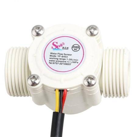 Water Flow Sensor (Sea) YF-S403 Flowmeter With Temperature Sensing G3/4 1-30L/min 5-24V - 2