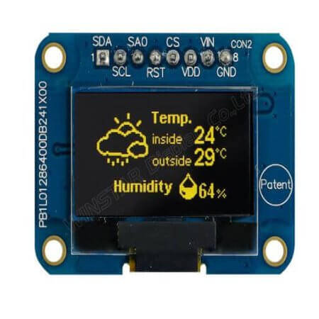 WEA012864DLPP3N00001 OLED COG 128X64 YELLOW 0.96