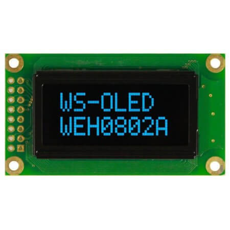 WEH000802ABPP5N00000 OLED CHARACTER 8X2 BLUE 1.2