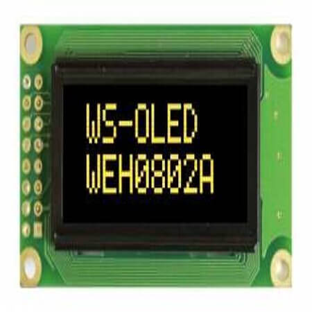 WEH000802ALPP5N00000 OLED CHARACTER 8X2 YELLOW 1.2