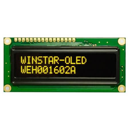 WEH001602ALPP5N00001 OLED CHARACTER 16X2 YELLOW 2.29