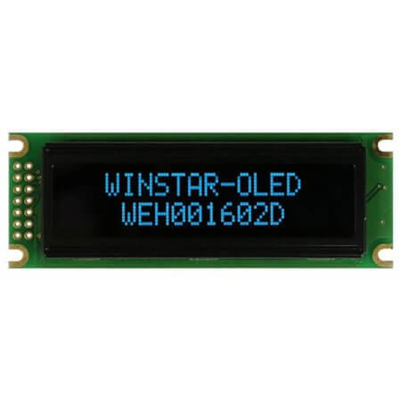 WEH001602DBPP5N00100 OLED CHARACTER 16X2 BLUE 2.29
