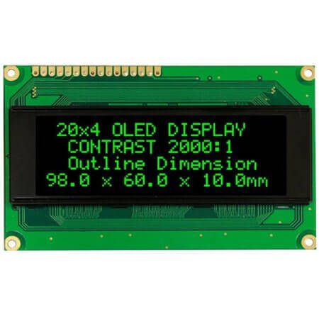 WEH002004BGPP5N00100 OLED CHARACTER 20X4 GREEN 2.88