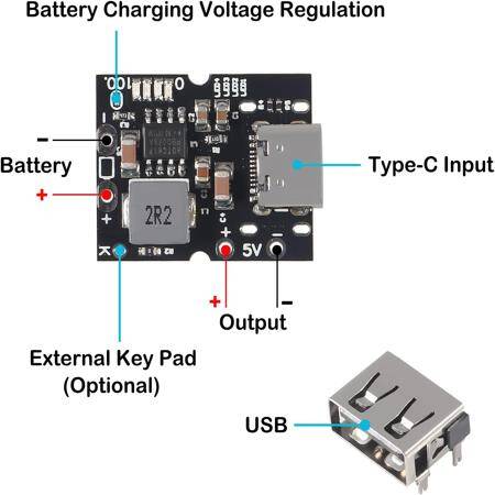 Welded Type-C USB 5V 2A Boost Converter Step-Up Power Module Lithium Battery Charging Protection Board - 2