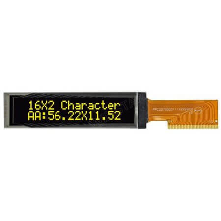 WEO001602CLPP5N00000 OLED COG 16X2 YELLOW - 1