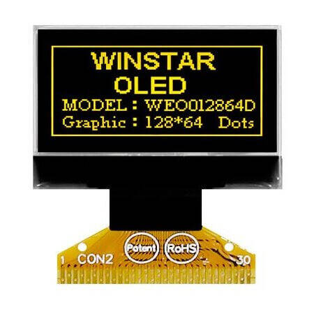 WEO012864DLPP3N00004 OLED COG 128X64 YELLOW 0.96