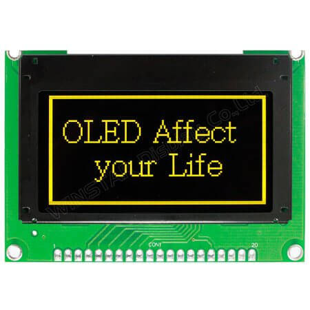 WEO012864JLPP3D00000 OLED COG 128X64 YELLOW 2.42