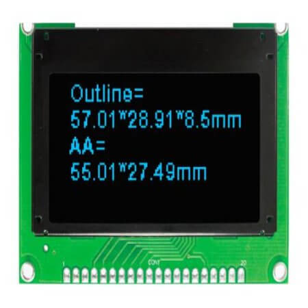 WEO012864JSPP3N00000 OLED COG 128X64 SKY BLUE 2.42
