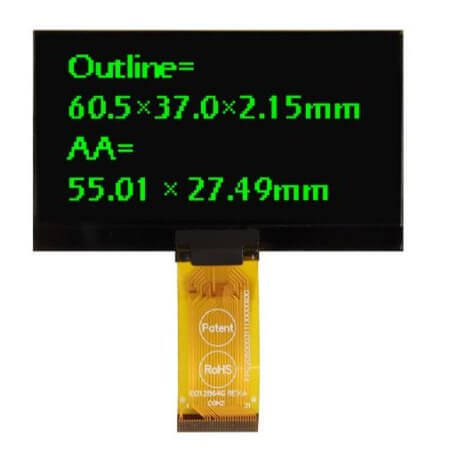 WEO012864KGPP3N00000 OLED COG 128X64 GREEN 2.7