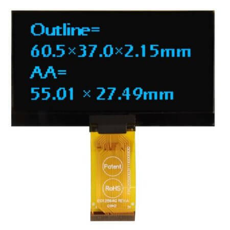WEO012864KSPP3N00000 OLED COG 128X64 SKY BLUE 2.7