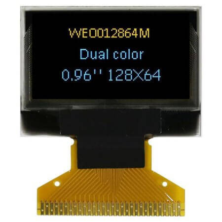 WEO012864MXPP3N00000 OLED COG 128X64 YELLOW/SKY BLUE 0.96
