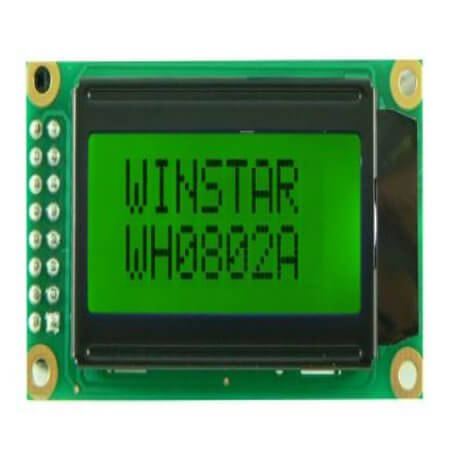 WH0802A-NYH-CT# LCD CHARACTER 8X2 STN POSITIVE YELLOW GREEN 5V - 1