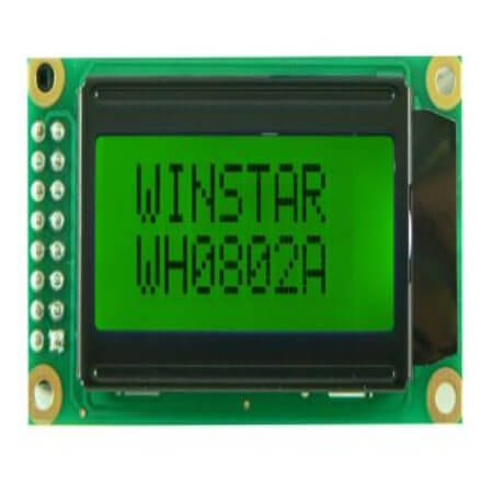WH0802A1-YYH-JT# LCD CHARACTER 8X2 STN POSITIVE YELLOW GREEN 5V - 1