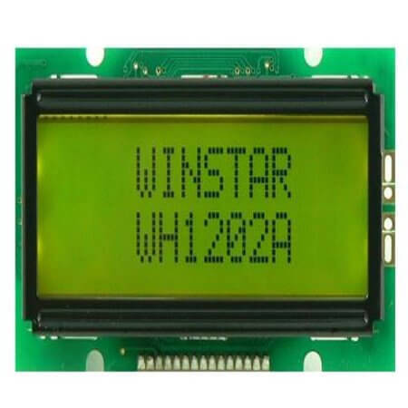 WH1202A-YYH-JT# LCD CHARACTER 12X2 STN POSITIVE YELLOW GREEN 5V - 1