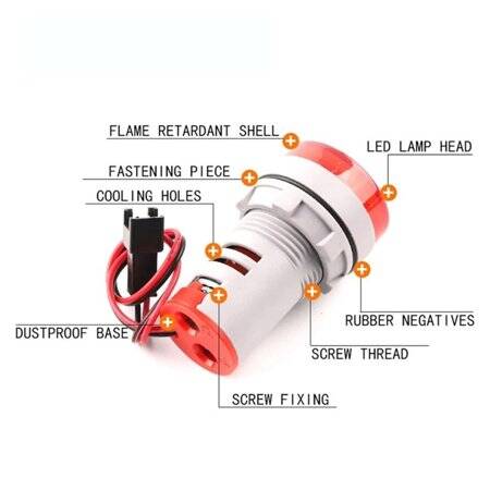 White 0-100A 22mm AD16-22FSA Square Cover LED Ammeter Indicator Light With Transformer - 3