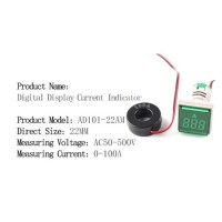 White 0-100A 22mm AD16-22FSA Square Cover LED Ammeter Indicator Light With Transformer - 4
