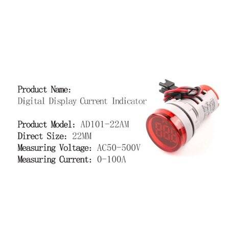 White 0-100A 22mm AD16-22FSA Square Cover LED Ammeter Indicator Light With Transformer - 5