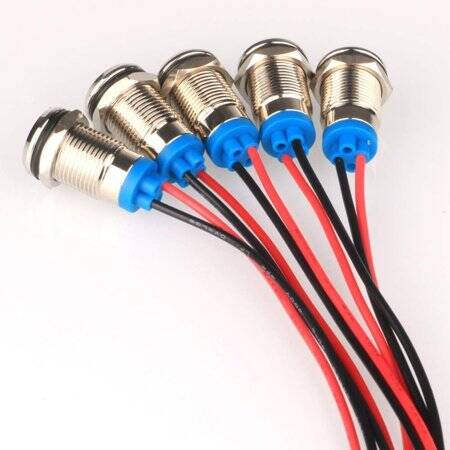 White 10-24V 10mm LED Metal Indicator Light With 15cm Cable - 3