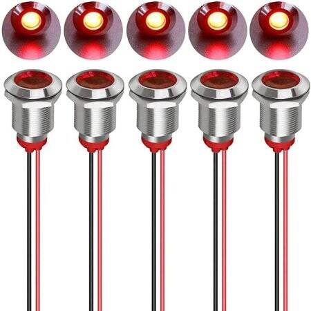 White 10-24V 12mm LED Metal Indicator Light With 15cm Cable - 1