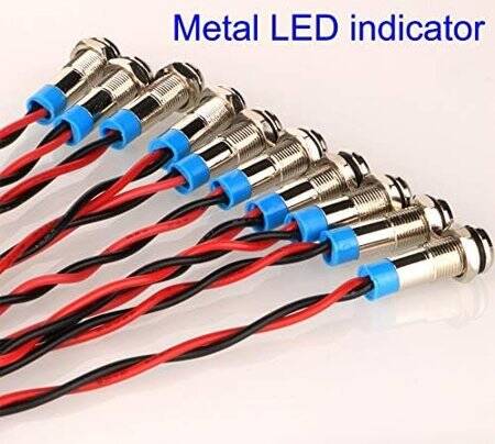 White 10-24V 6mm LED Metal Indicator Light With 15cm Cable - 2