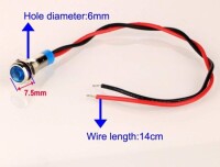 White 10-24V 6mm LED Metal Indicator Light With 15cm Cable - 4