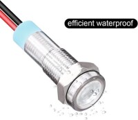 White 220V 10mm LED Metal Indicator Light With 15cm Cable - 4