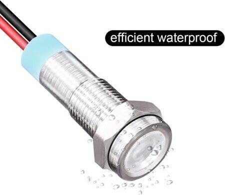 White 220V 10mm LED Metal Indicator Light With 15cm Cable - 4
