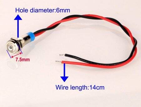 White 220V 6mm LED Metal Indicator Light With 15cm Cable - 3