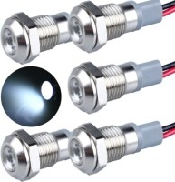 White 220V 8mm LED Metal Indicator Light With 15cm Cable - 1
