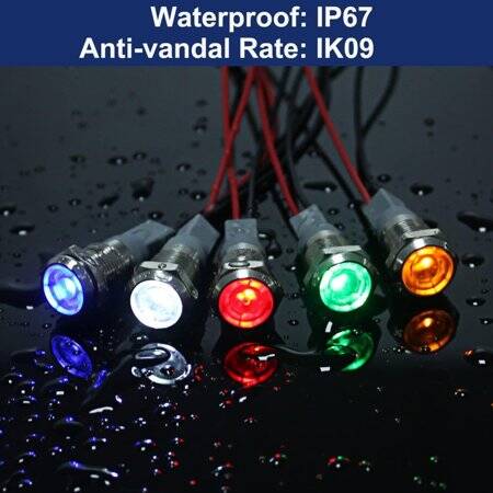 White 220V 8mm LED Metal Indicator Light With 15cm Cable - 4