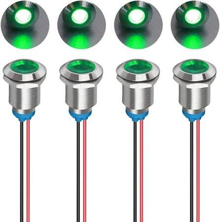 White 3-9V 12mm LED Metal Indicator Light - 1