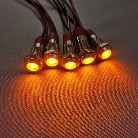White 3-9V 8mm LED Metal Indicator Light With 15cm Cable - 2