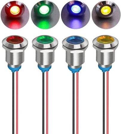 White 3V AD22C-12 LED Metal Indicator Light - 1