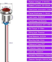 White 3V AD22C-12 LED Metal Indicator Light - 5