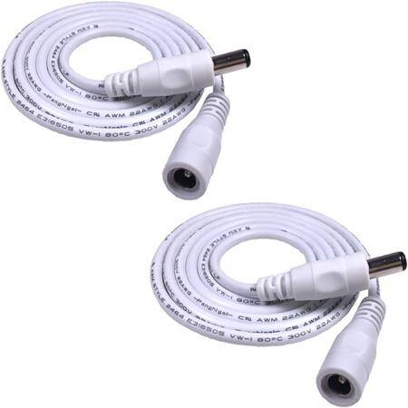 White DC5.5x2.1 Male to Female Plug Extension Wire With 304 Switch Power Wire - Length About 28cm - 1