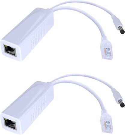 White DC5.5x2.1mm 100M PoE Splitter 48V To 12V 2A - 1